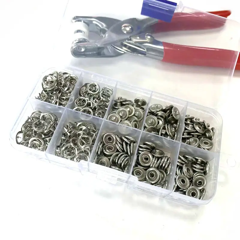 Metal Snap Buttons with Fastener Pliers Tool Kit – Stainless Steel, 5-Claw Design, DIY Sewing & Crafting Kit (50/100 Pcs)