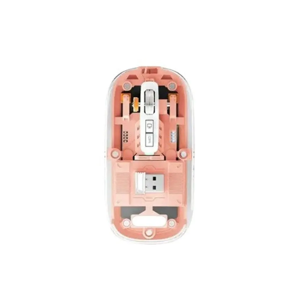 PC Power PGM-P4 RGB Bluetooth Wireless Mouse – Dual Mode, 10m Range, Stylish Gray Transparent Design