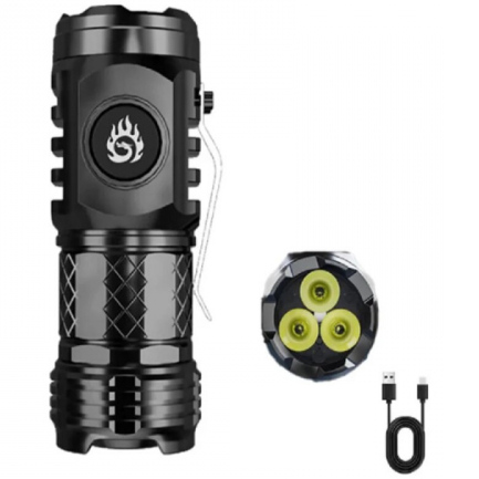 Mini Tactical Flashlight L-S60 | 2000 Lumens Rechargeable LED Torch Light | 5 Lighting Modes | Portable, Durable & Compact EDC Flashlight for Camping, Hiking, Emergency & Outdoor Use